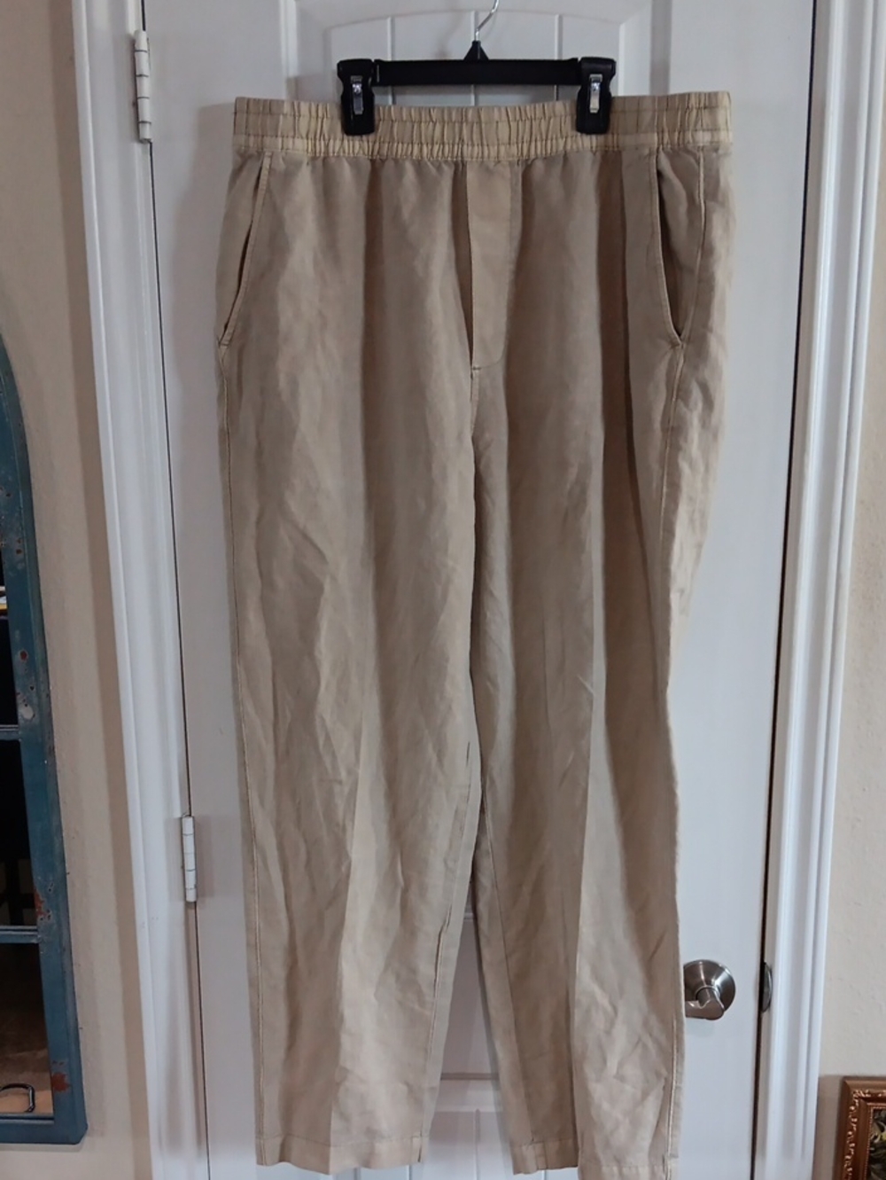 Lucky Brand Men’s Linen Cotton Pull-On Drawstring Pants Khaki XL 130187